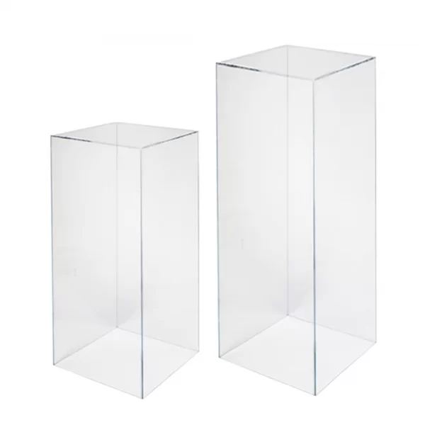 clear acrylic square plinth in a set of 2