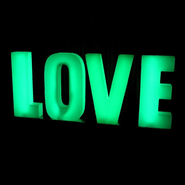 Glow letters hire LOVE