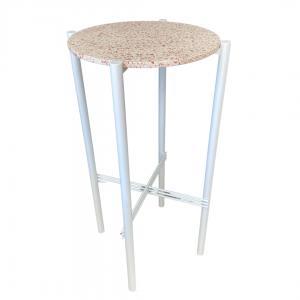 Pink Terrazzo table top with white iron frame