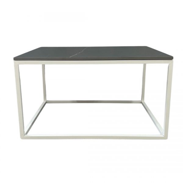 Rectangular Coffee Table with white frame and black marble top