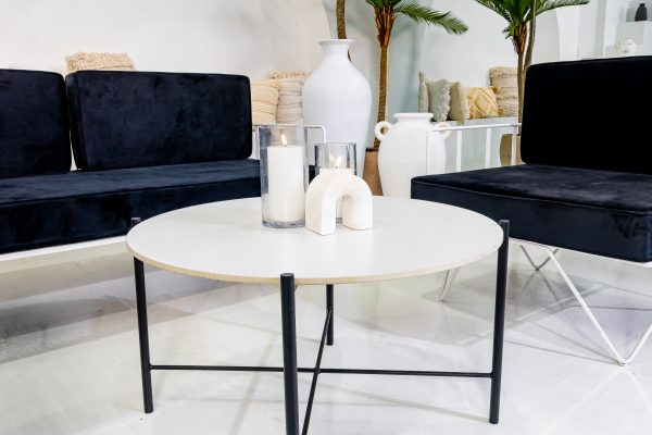 Black Cross Coffee Table with White top