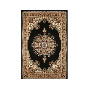 Persian Rug Black and Gold Medium